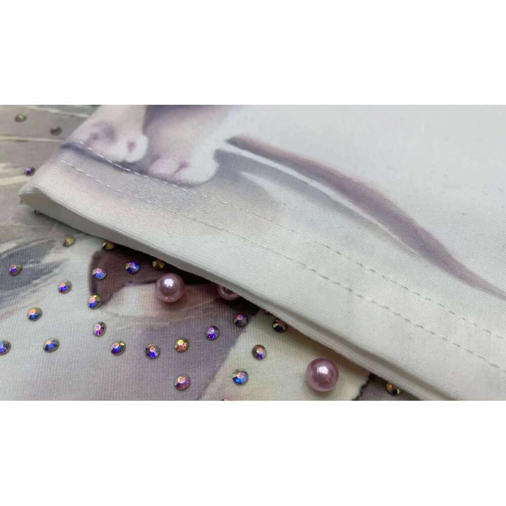 2024 Fashion Printed T Shirts for Women Summer Clothes Casual Cartoon Pattern Hot Dias Beading Female Short Sleeve Tops Tee