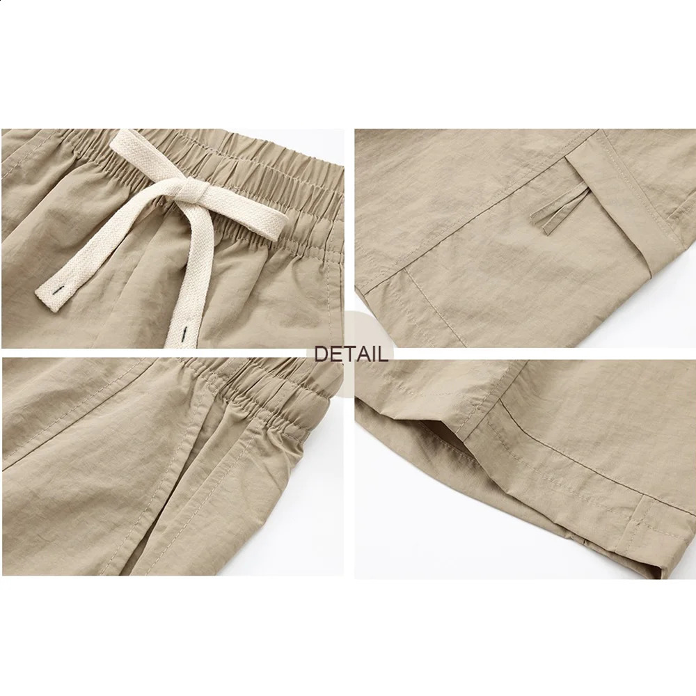 Summer Mens Cargo Pants Ice Silk Breathable Shorts Elastic Waist Solid Color Cool Feeling Short Pants Fashion Streetwear 250530
