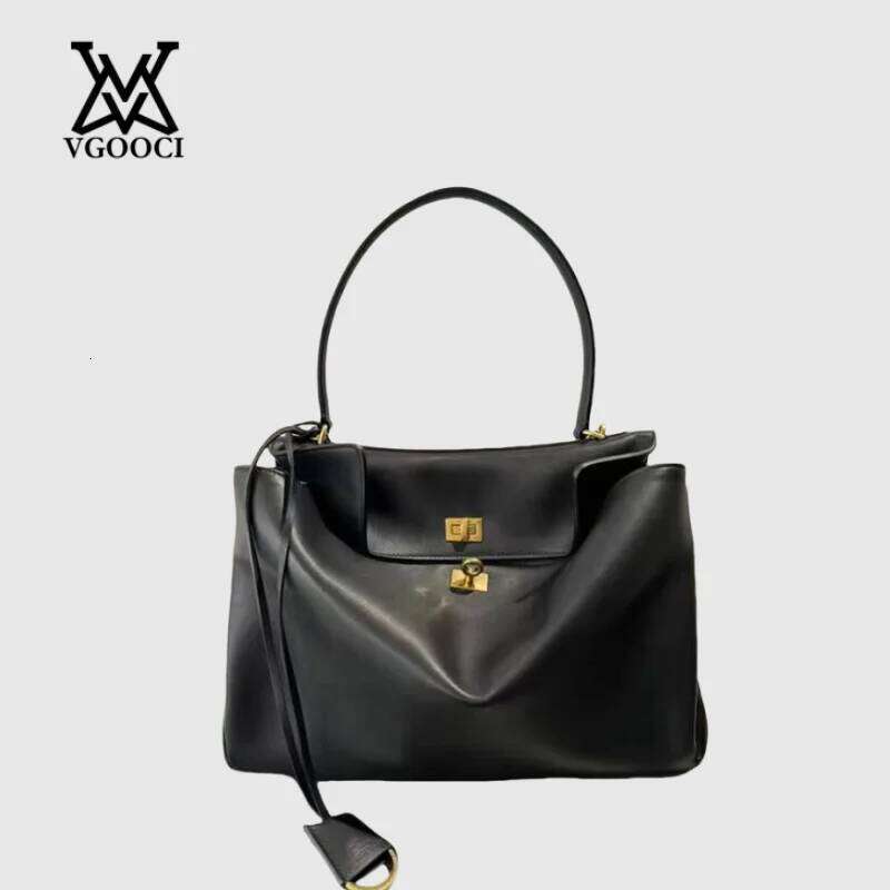 New Rodeo Bag Genuine Leather Women's Tote Large Capacity Advanced Lock Fashion High Sense Underarm Bag