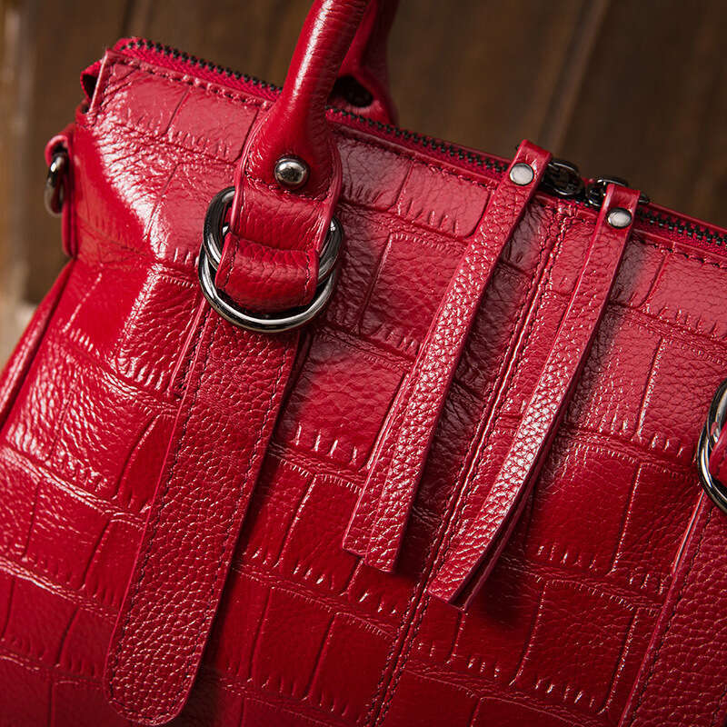 Crocodile Pattern Top Layer Cowhide Women s Handbag Versatile Genuine Leather Shoulder Crossbody Bag for