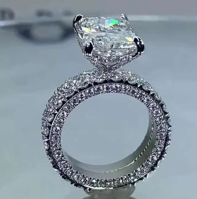 Radiant Moissanite Engagement Ring Gift for Men Women Ring Sterling Silver Bridal Customized Ring