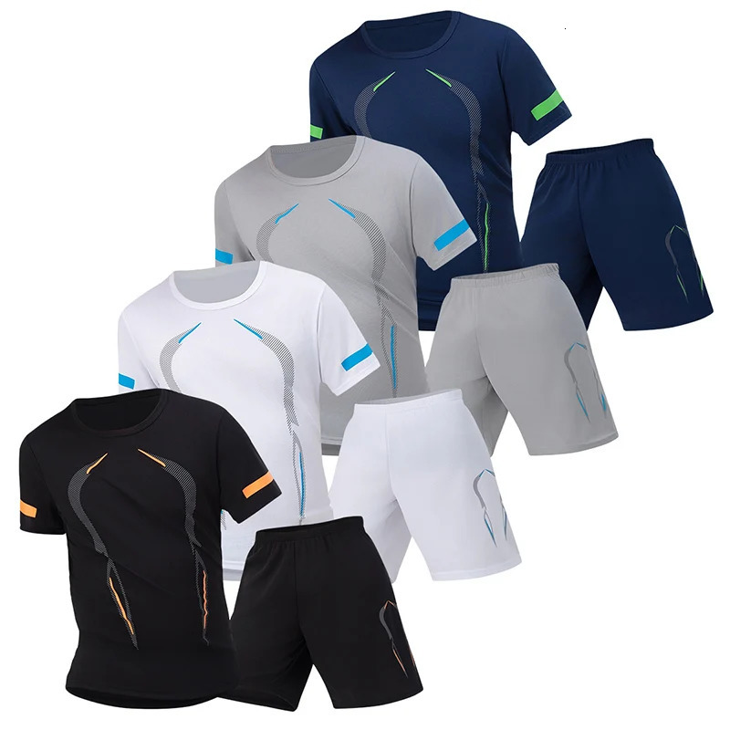 26 Pack Plus Size Mens Quickdrying Shortsleeved Shorts Suit Leisure Sports Running Fitness Tshirt Joker Teen 250530