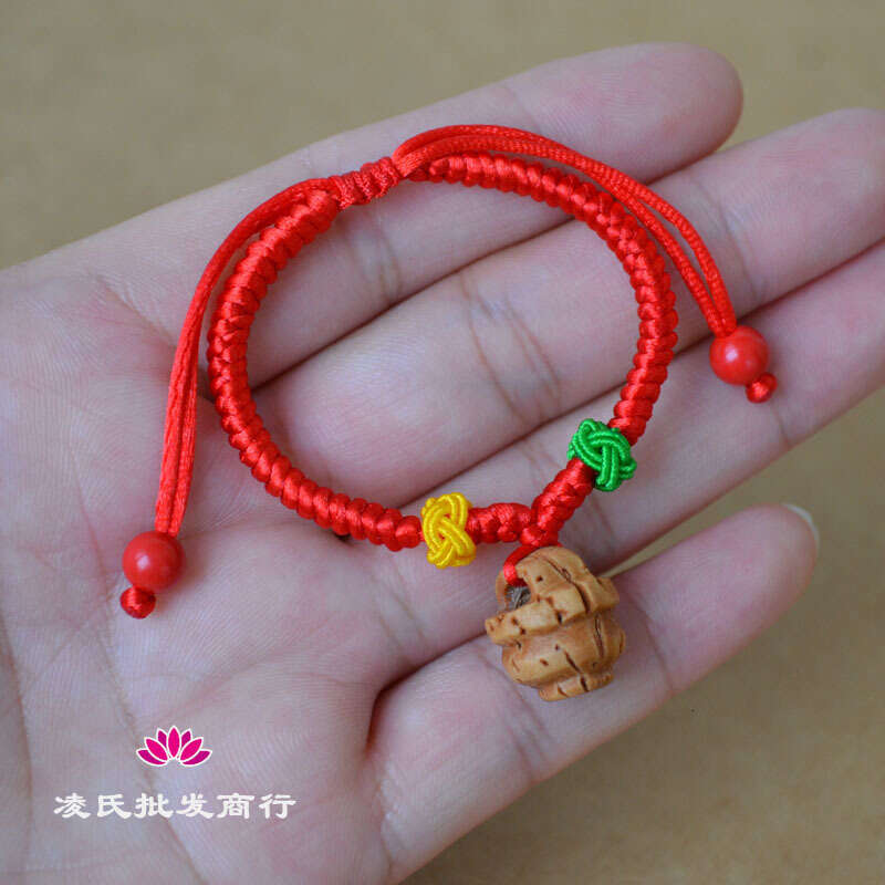 Wood Newborn Core Bracelet Handwoven Peach Blue Red Unisex Baby Hand Rope Children's Accessories designer bag