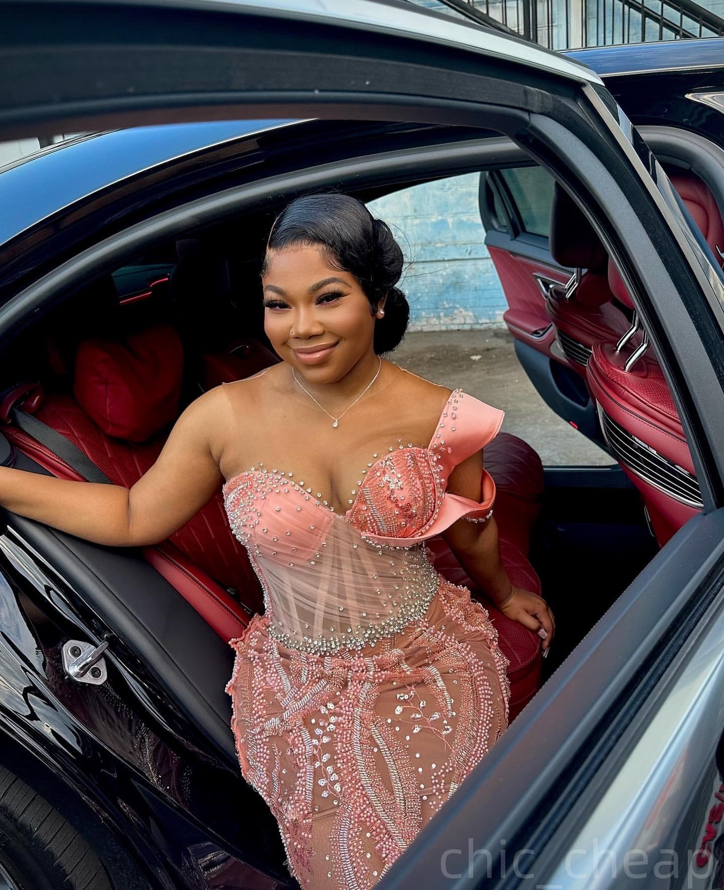 Pink Mermaid Prom Dresses 2025 Illusion Crystals Beaded Sequined Evening Formal Party Second Birthday Engagement Gowns Plus Size Dress For Special Occ