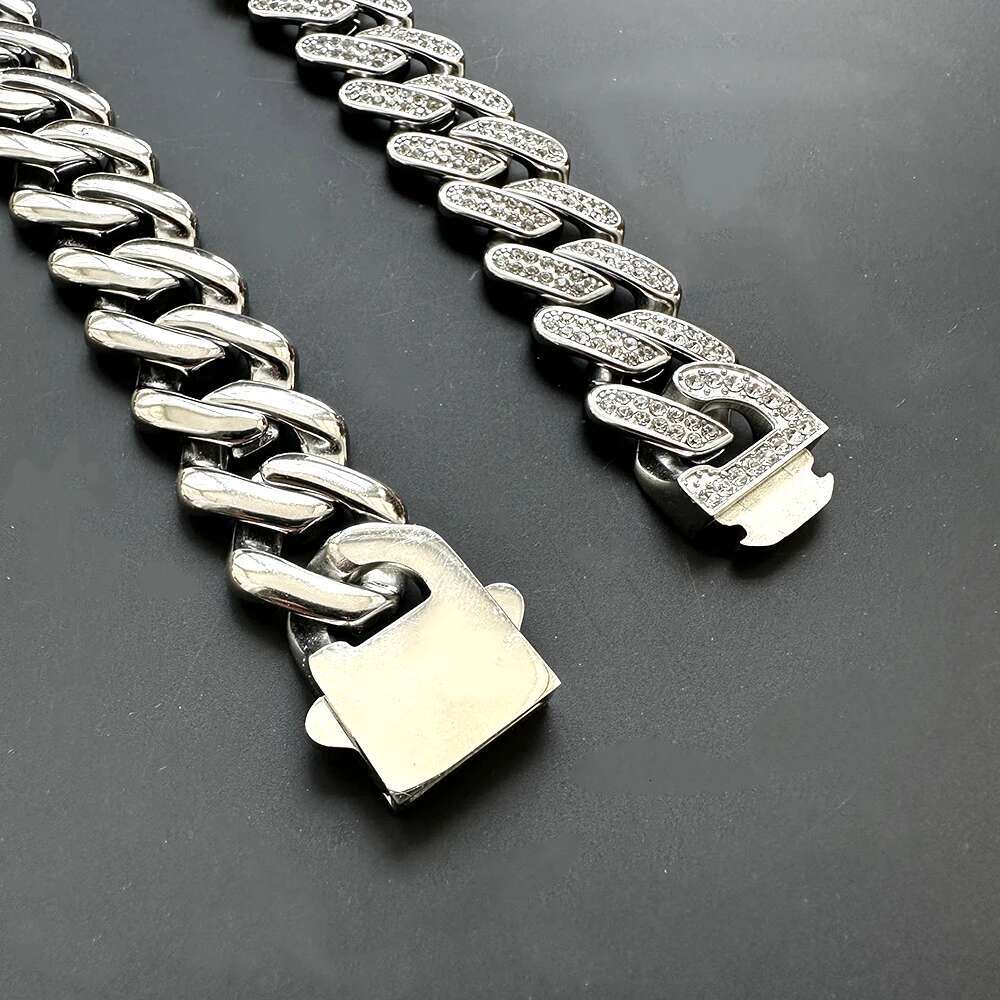 19mm topquality 316l stainless steel cuban chain necklace for men women full bling zircon goth hip hop jewelry free shipping