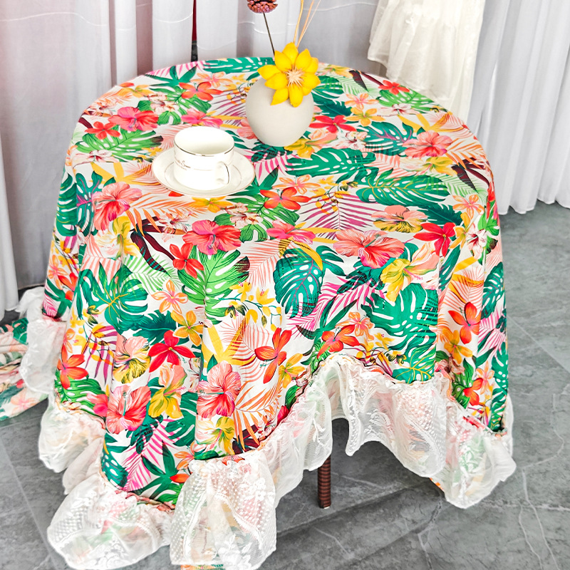 A620 light luxury tea table square tablecloth lace ruffle afternoon tea sun room sea view room pure cotton non-slip decorative cloth