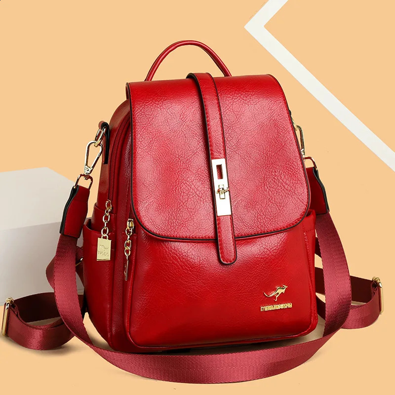 Genuine Leather Shoulder Bag Female Fashion Ladies Backpack Hundred Large Capacity Single Shoulder Bag 250526