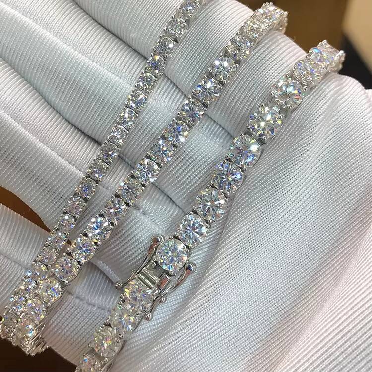 fashion Jewelry 3mm 4mm 5mm DEF Sterling Sier white Gold Plated Moissanite Tennis Bangle Bracelet