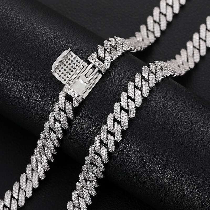9mm 2 Row Crystal Micro Pave Iced Out CZ Miami Curb Cuban Link Necklaces Chains Bling Jewelry Fashion Hip Hop For Women Men Gift
