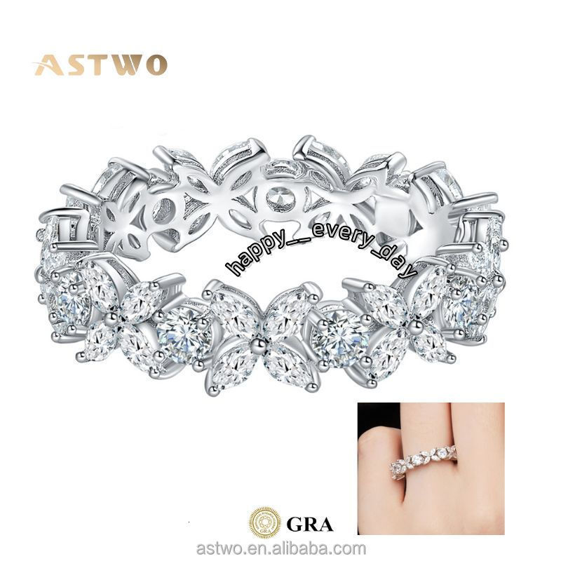 Moissanite Stones Eternity Ring Jewelry 18K Gold Plated S925 Sterling Silver Hiphop Style Rings Moissanite Diamond Ring