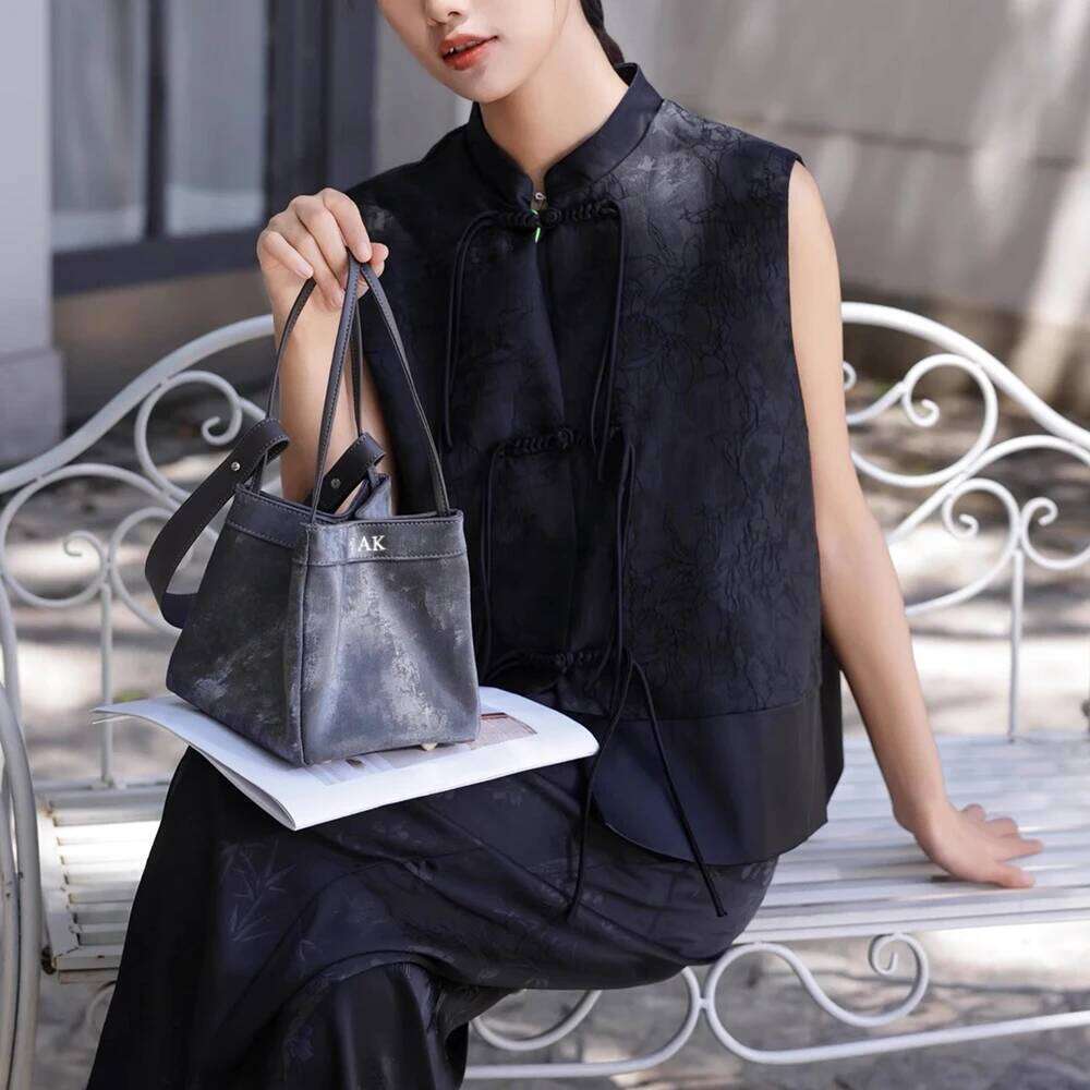 Fashion Silk Women Bucket Suede Leather Female Party Handbag Custom Name Multiple Lady Shoulder Bag With Top Handles