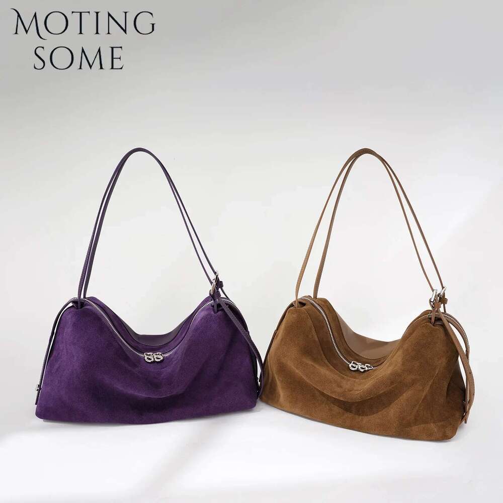 Motingsome Suede Satchel Bag Woman Pillow Purses Handbag Large Capacity Shoulder Pouch Designer Soft Bags Fashion Tote