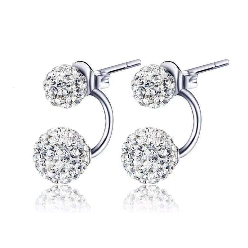 Fashionable Universal Classic S925 Sterling Silver Full Diamond Double Ball Stud Earrings for Women