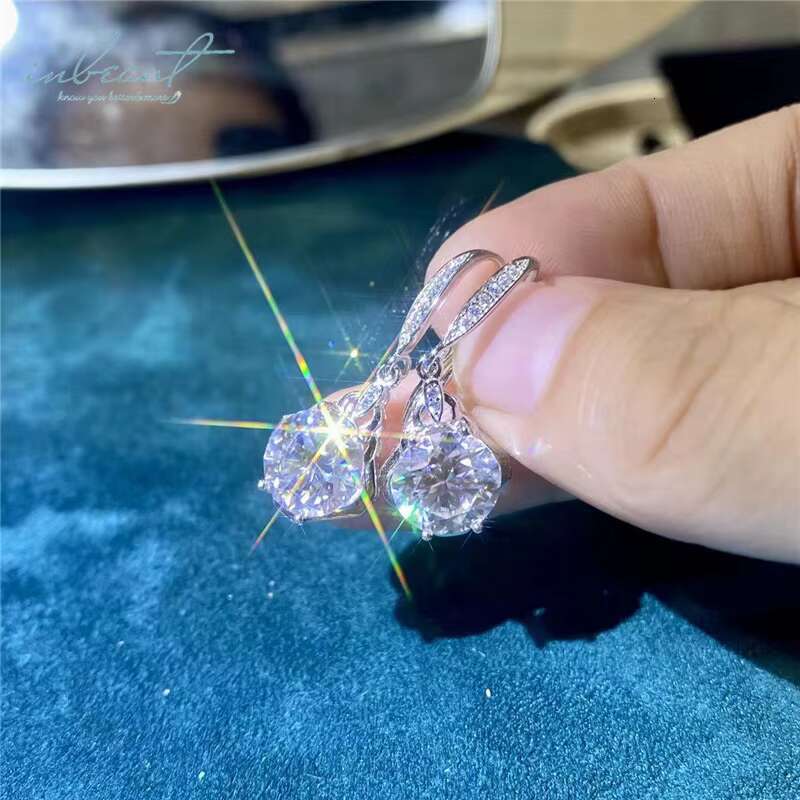 Silver 925 Original Total 6 Carat D Color VVS1 Moissanite Drop Earrings with GAR Certificate Diamond Test Past Gemstone Jewelry