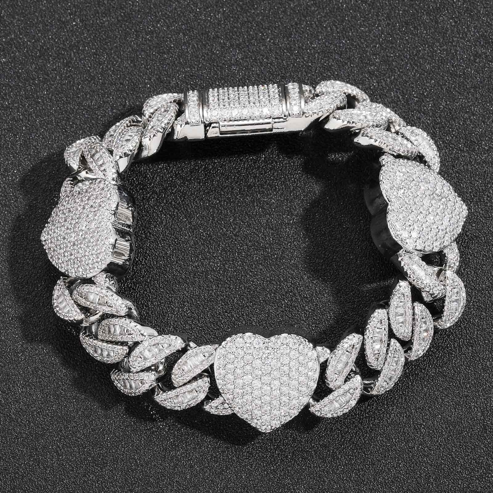 New 15mm Love Cuban Chain T Square Moissanite Full Diamond Trendy Mens Hip Hop Accessory moissanite