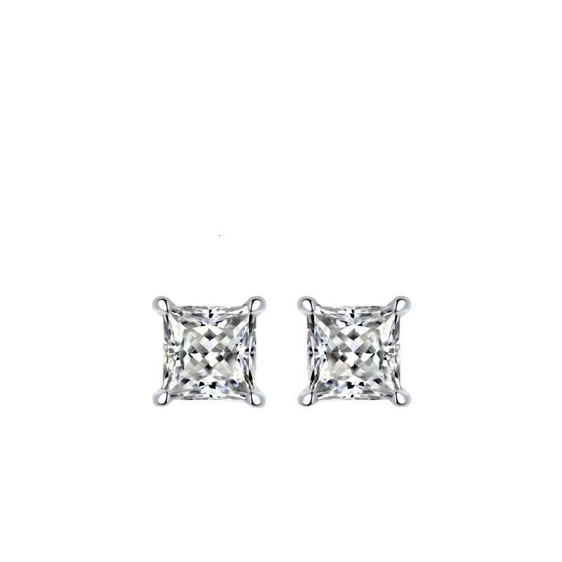 Custom Fine Jewelry Princess Cut Square Moissanite Stud Earrings 925 Sterling Silver VVS Mossanite Diamond Earring for Men Women
