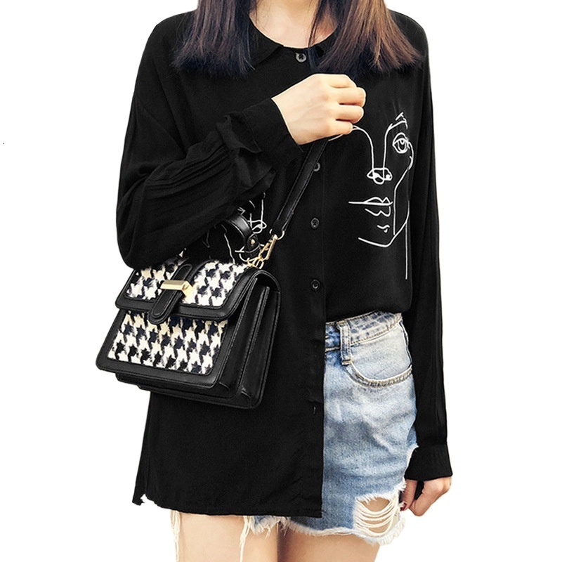 designer Korean Style Houndstooth Bag for Women, Handheld, Shoulder, Crossbody, Classic Versatile Fashion Small Square Bag, Student Cheap Bag