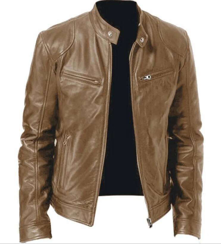 2025 Motorcycle Jacket Slim Short-Coat Collar PU Jackets Autumn Winter Windproof Leather Coat Blazer Men Blazers 5Xl