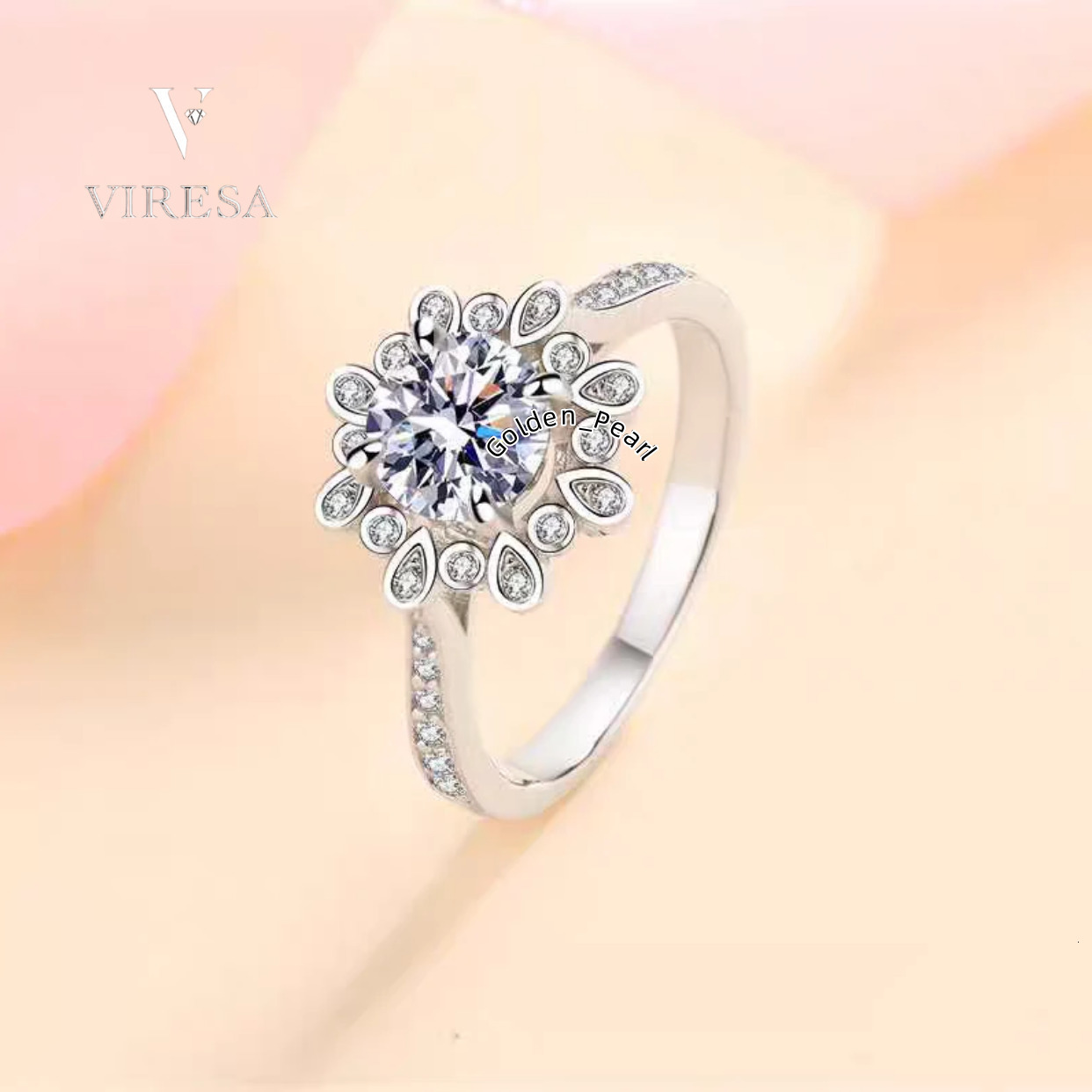 Romantic Decollet Cut Moissanite Engagement Ring 925 Sterling Silver Wedding Band for Women with Brilliant Cut