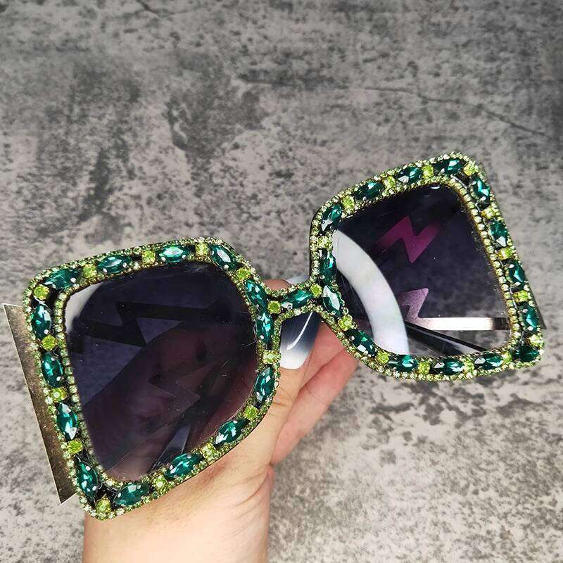 ICGUAA Retro Oversized Crystal Sun Glasses 2022 Festival Dia Designer Brand Women Bomb Sunglasses Rhinestone designer bag
