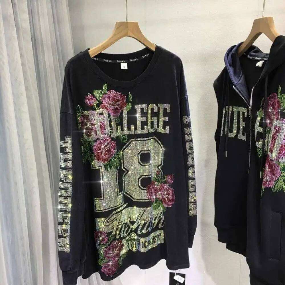 L-4XL 150kg Dia Stamping Women's Plus Size Sweatshirts Aesthetics Art Female Pullovers Vintage Winter Lady Sweatshirt