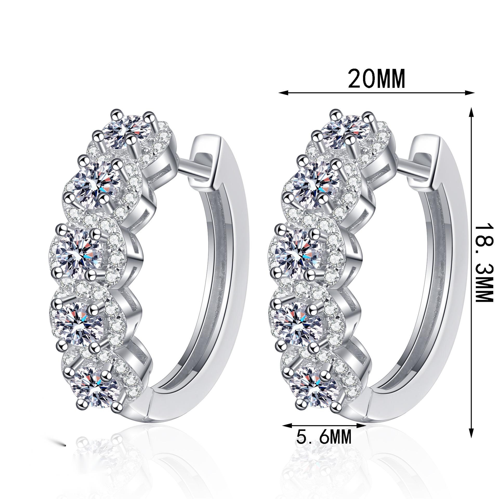 S925 Sterling Silver Moissanite Stud Earrings with Full Paved Design, Elegant and High-End Jewelry for Women, Perfect for Formal and Casual Wear