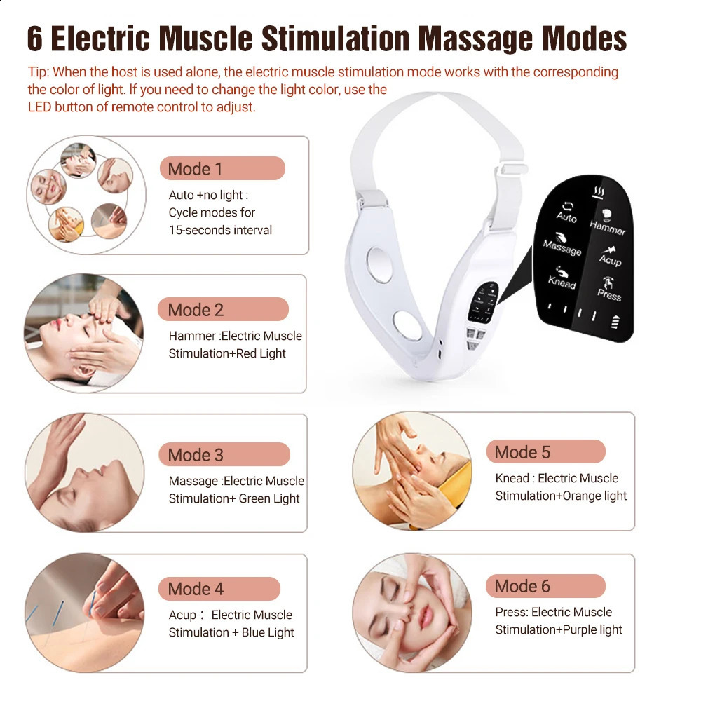 Professional EMS Device LED Face Slimming Vibration Massager Double Chin Removal V-Face Line Lift Belt Cellulite 250523