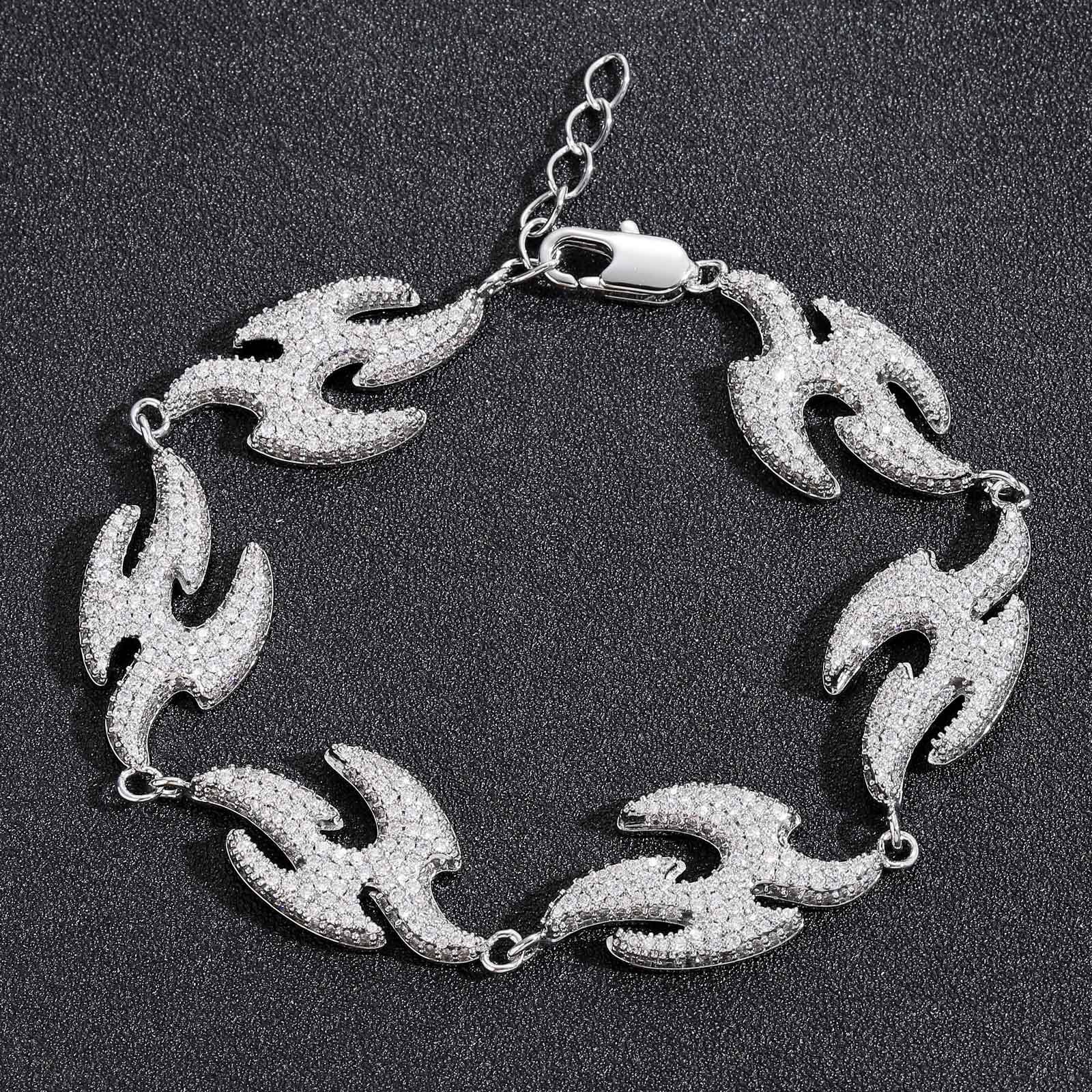 Hip hop accessories mens and womens new Feiyan bracelet micro inlaid Moissanite geometric irregular swallow bracelet accessories moissanite