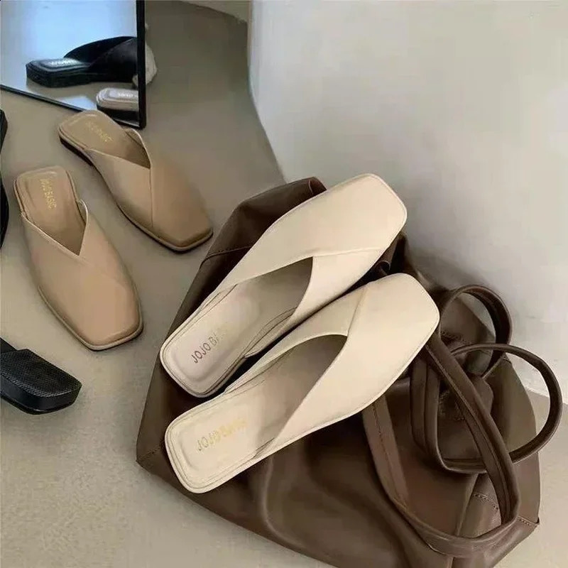 Sandals Female Slippers Women Fashion Flat Casual Mules Square Toe Sandals Women Flat Outdoor Walking Slides Zapatillas 250528