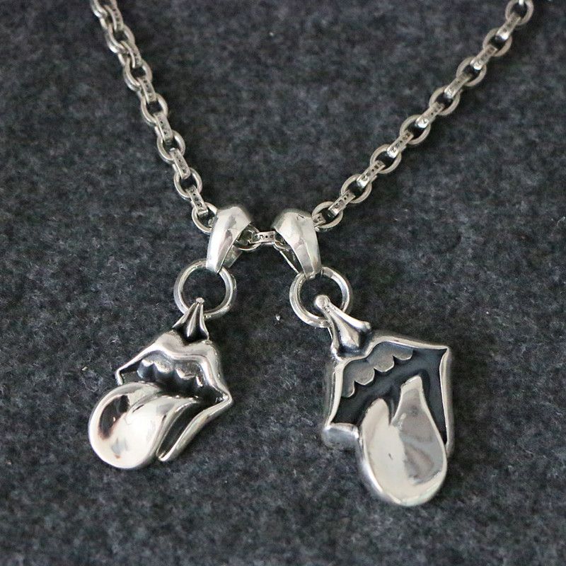 B79 S925 Sterling Silver Pendant Personalized Punk Style Heart Shaped Hip Hop Tongue Letter Shaped Gift for Lovers new