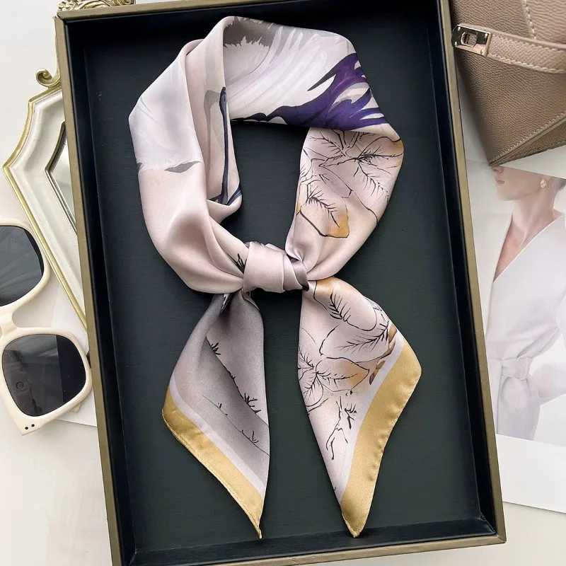 70cm Black and White Animal Printed Scarf Womens Simulated Silk Animal Printed Scarf Fashion Elegant Headscarf Shawl W250602