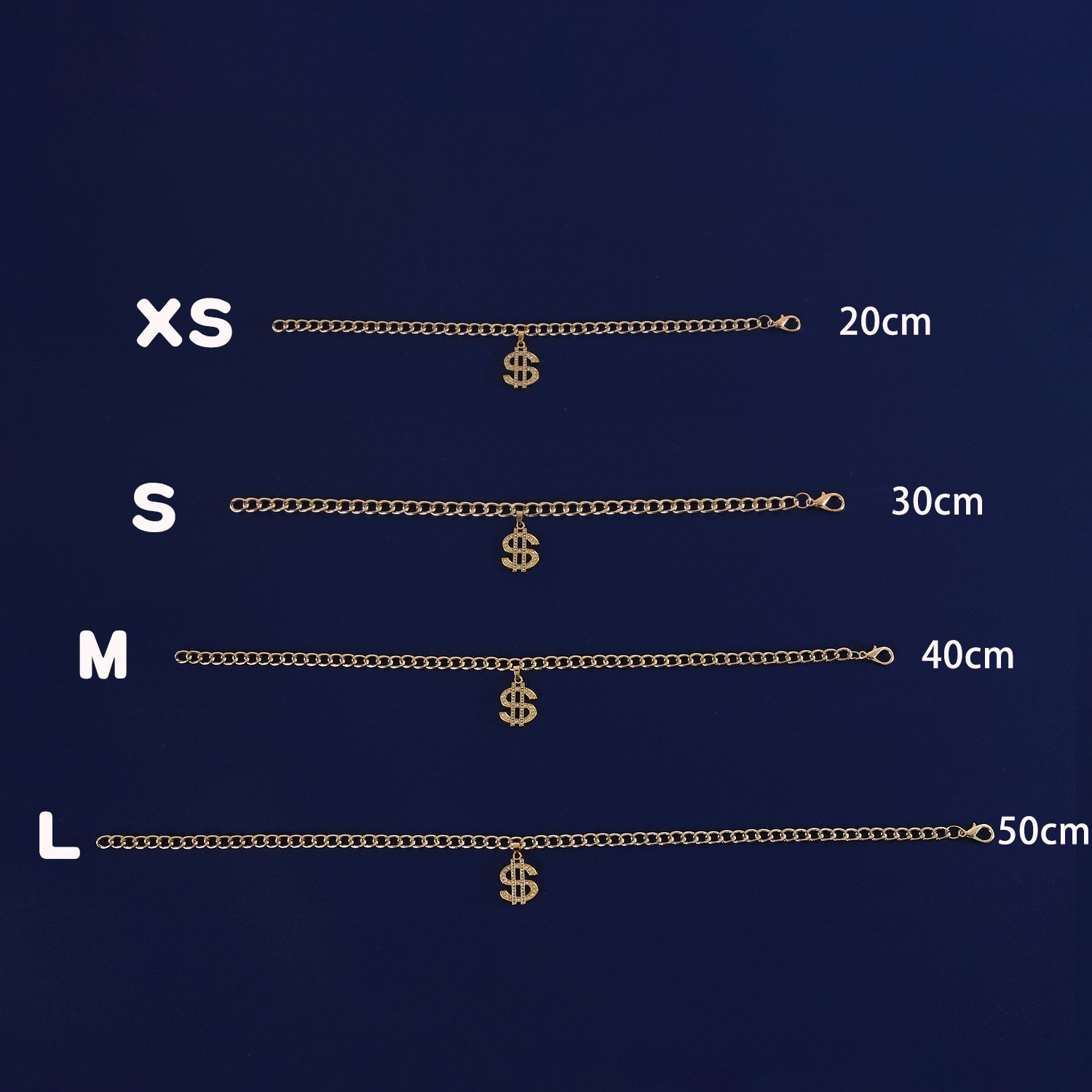 Luxury Adjustable Pet Gold Chain with Dollar Charm, Lightweight Cuban Link Necklace, Bling Jewelry Necklaces for Small Medium Large Breed Dog and Cat 