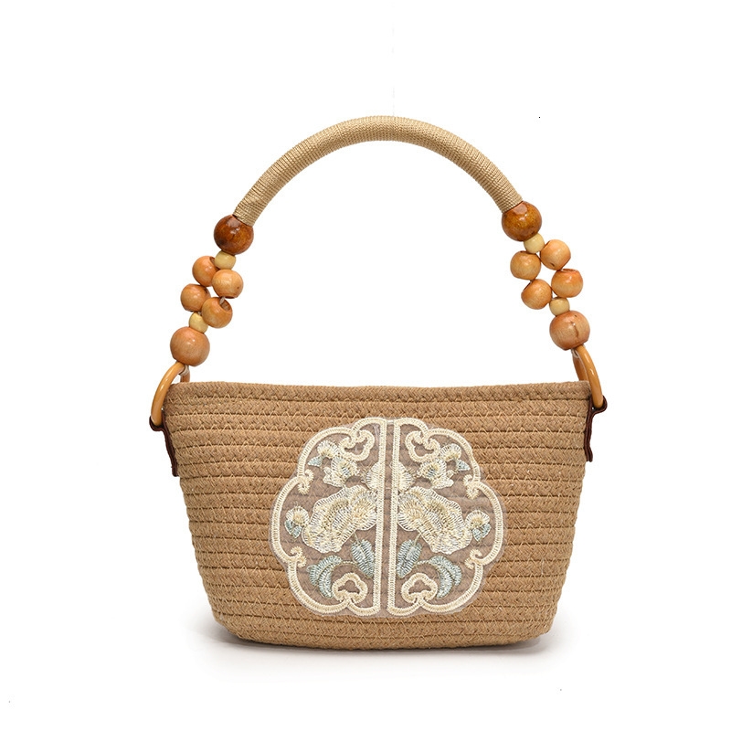 Free Shipping Designer Bag Chinese Style Minimalist Cotton Thread Womens Handbag Fashionable Commuting Tote Woven Shoulder Bag Beach Bag