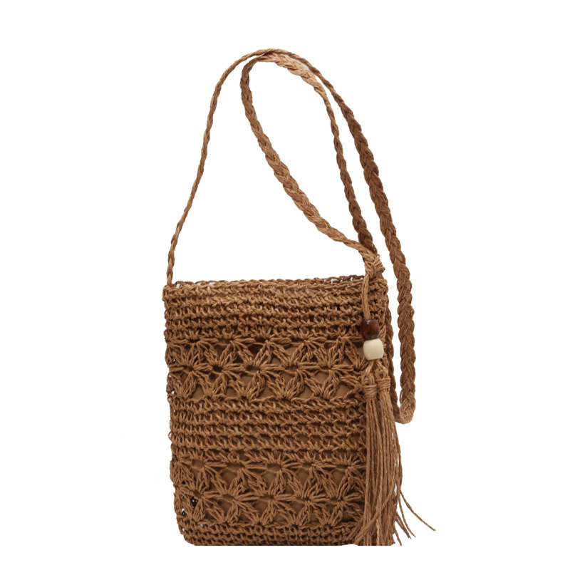 designer 2025 New Hollow Beach Vacation Bucket Bag for Women Korean Style Handwoven Fashion Single Shoulder Crossbody Bag