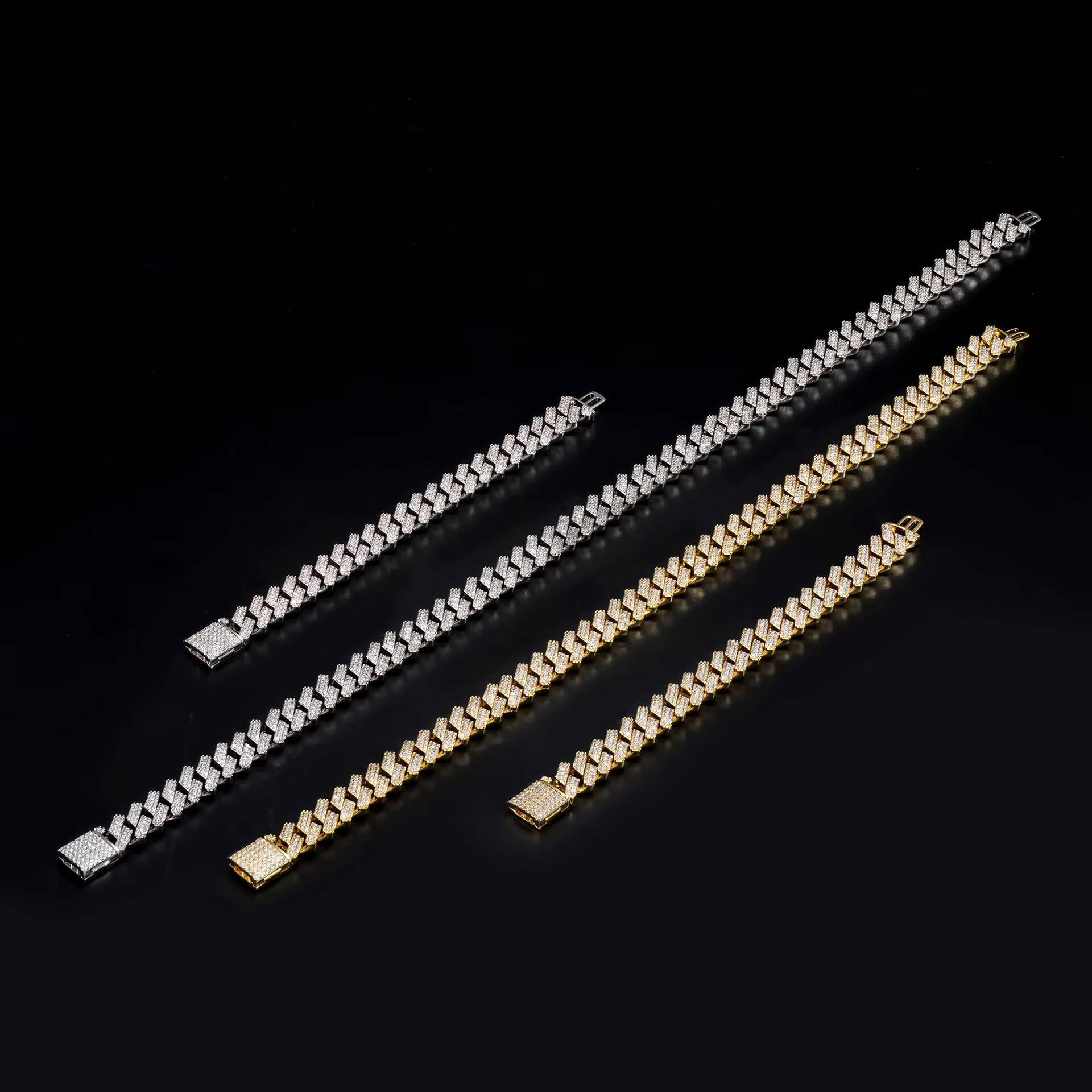 Ice Out Bracelet Cz Men's Miami Necklace Hip Hop Boy Pearl Cuban Chain Product
