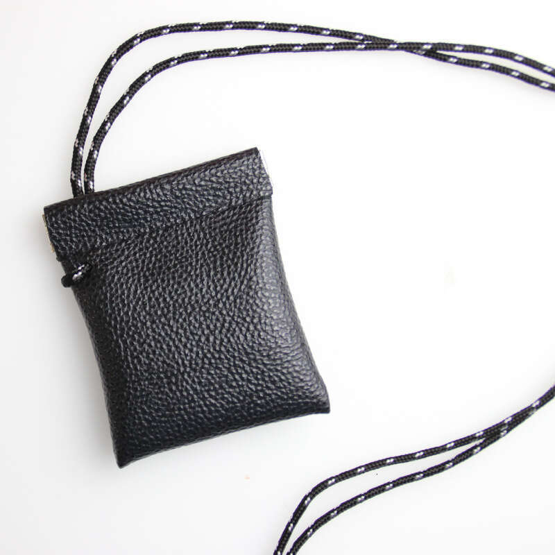 Unisex Neck Hanging Earphone Key Bag Small Storage Wallet PU Leather Card Holder Novelty Mini Coin Purse