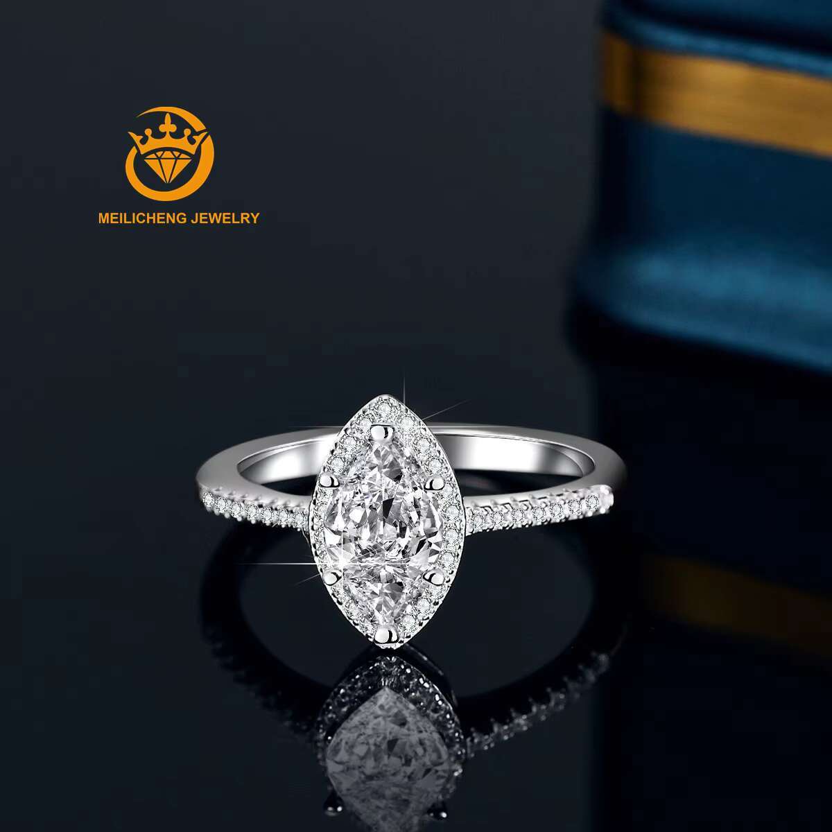 Factory Wholesale 1Carat S925 Wedding and Engagement Rings for Women Moissanite Marquise Cut Wedding Band