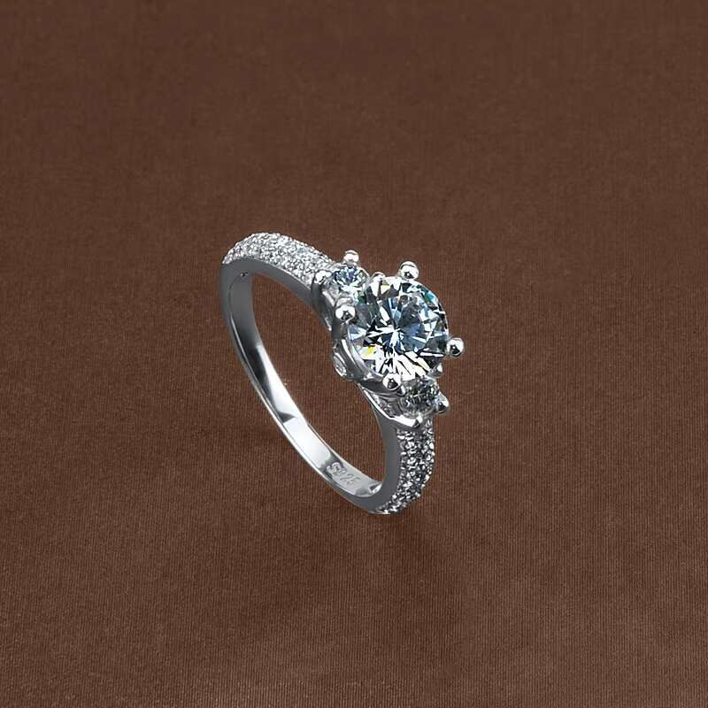 Moissanite Diamond Ring Wedding Engagement Ring 925 Sterling Silver Wholesale Luxury Round Engagement Bands or Rings ASHABELL