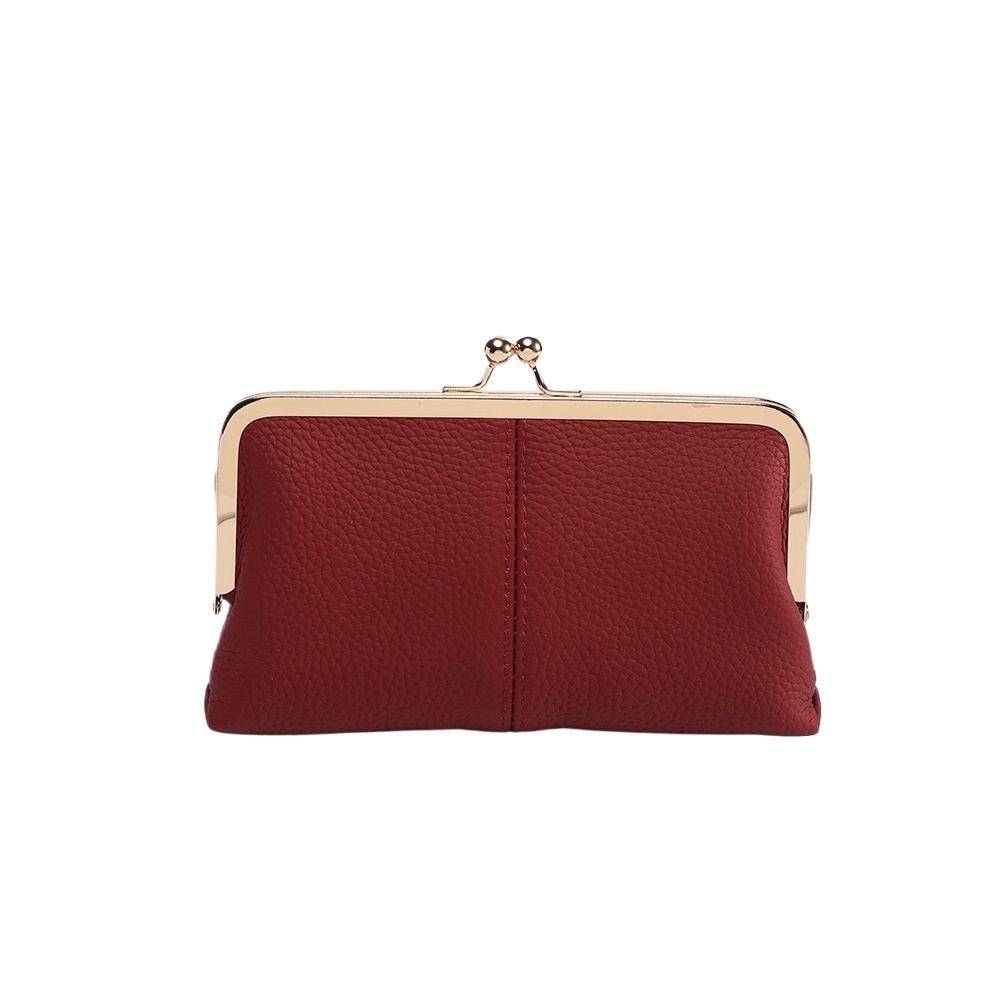 designer European and American Retro Clasp Bag for Banquet and Ball, Women's Genuine Leather Clutch with Lychee Texture, Simple and Fashionable B