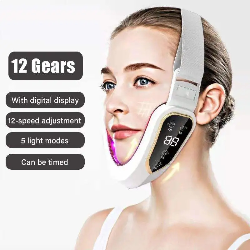 Device LED Pon Slimming Vibration Massager Heated Double Chin V Face Shaped Cheek Lift Belt Machine 250523