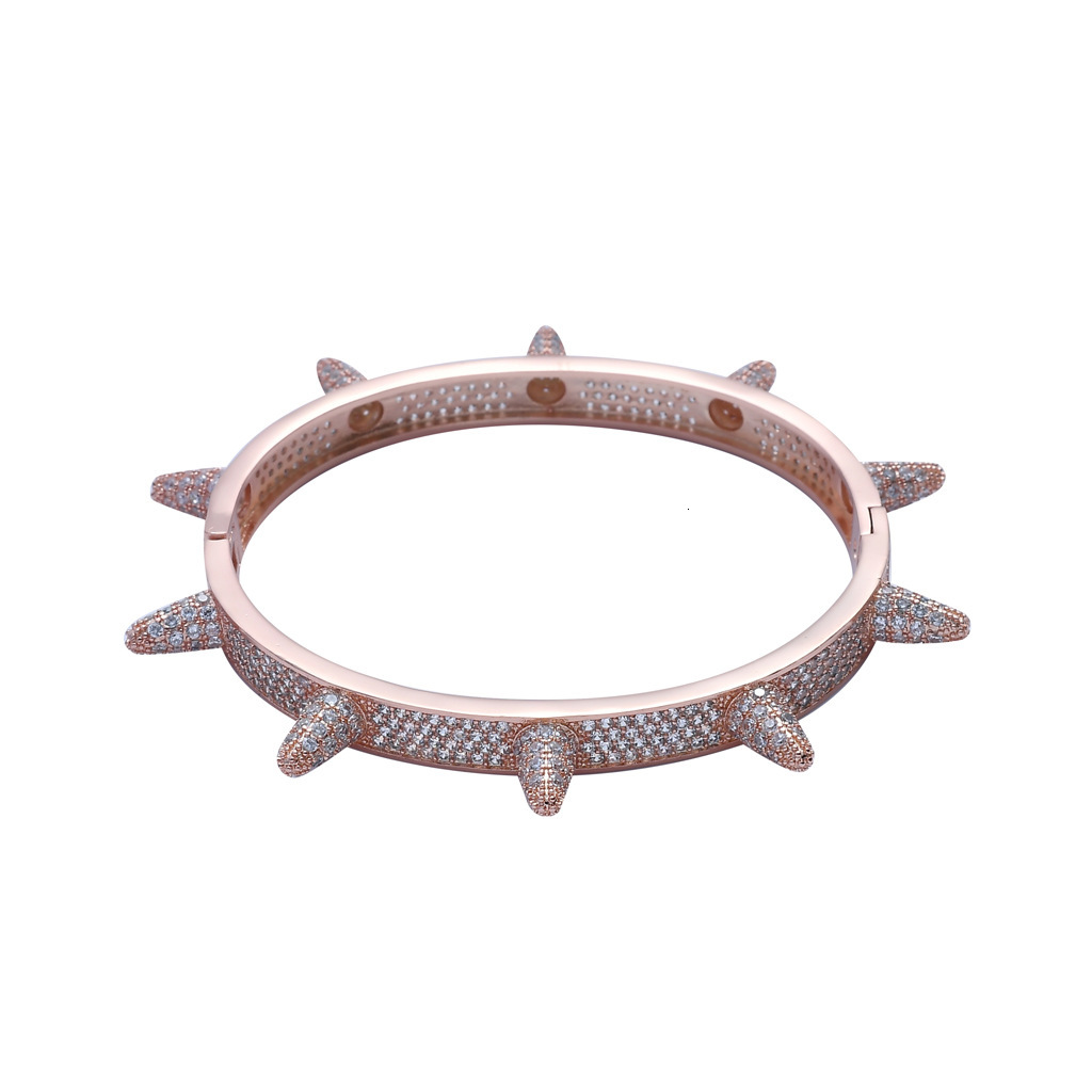 Hip Hop Bracelet for Men with Moissanite Rivets Punk Heavy Metal Bracelet Hip Hop Trendy Brand Personality Bracelet Accessories moissanite