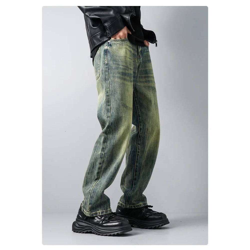 Men's Jeans Spring Baggy Casual Straight Wide-leg New Pure Cotton American Style Retro High Street Fashion Pants for men
