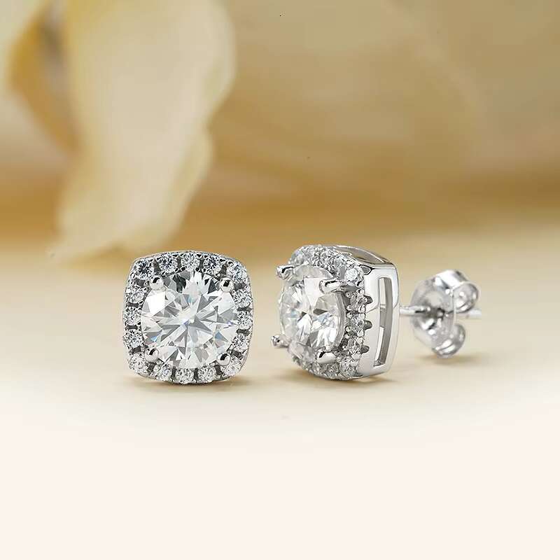 High Quality Moissanite Gemstone Silver 925 Earring Minimalist Jewelry 925 Silver Girls Stud Earrings