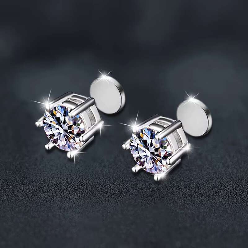Wholesale Six Prong Design 5mm VVS S925 Sliver Moissanite Earrings Fashion Jewelry Six Prong Design 5mm Moissanite Earrings