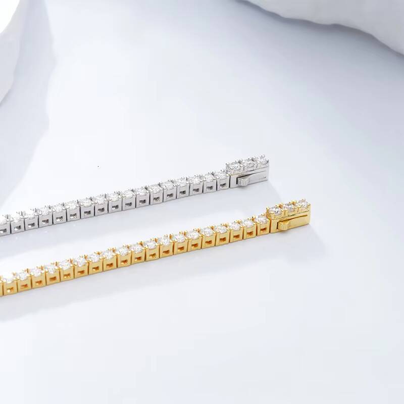 White Gold VVS Silicon Tennis Chain Sterling Sier Bracelet