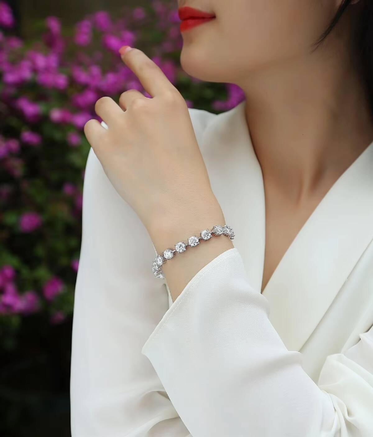 Women's Tennis Sterling Sier GRA Certified VVS D 3mm White Gold Silicon Jewelry Bracelet