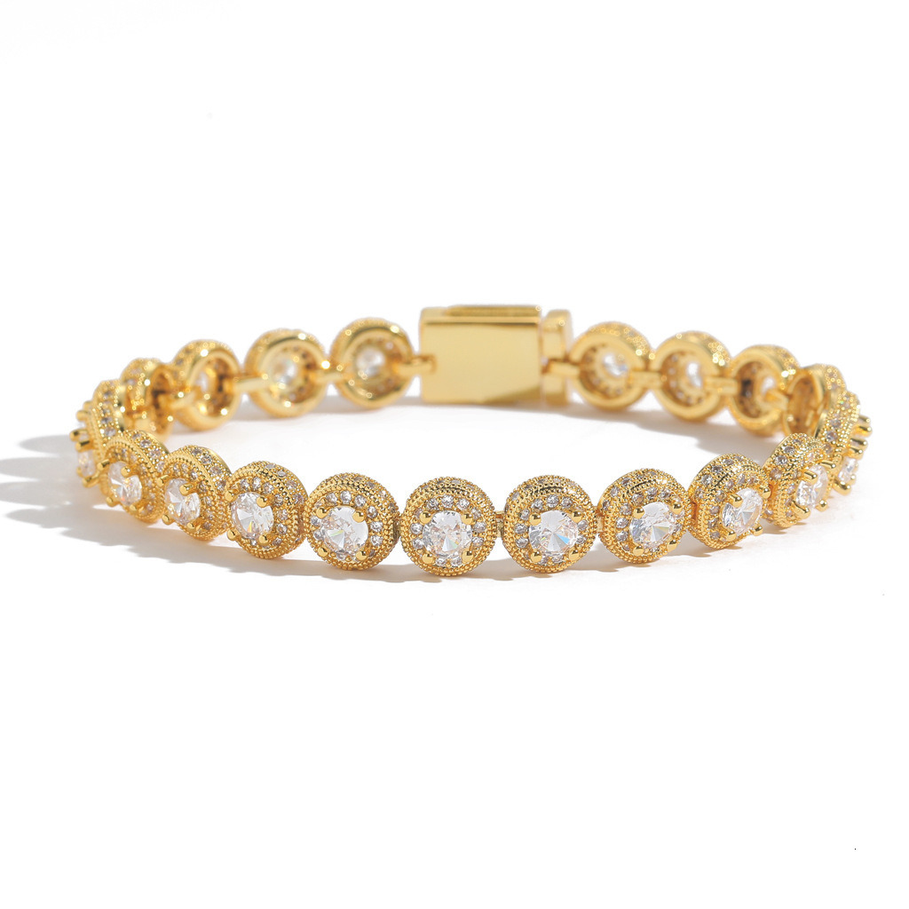 New 8mm Round Rock Candy Bracelet with Micro Paved Moissanite Trendy and Unique Hip-Hop Style for Men moissanite