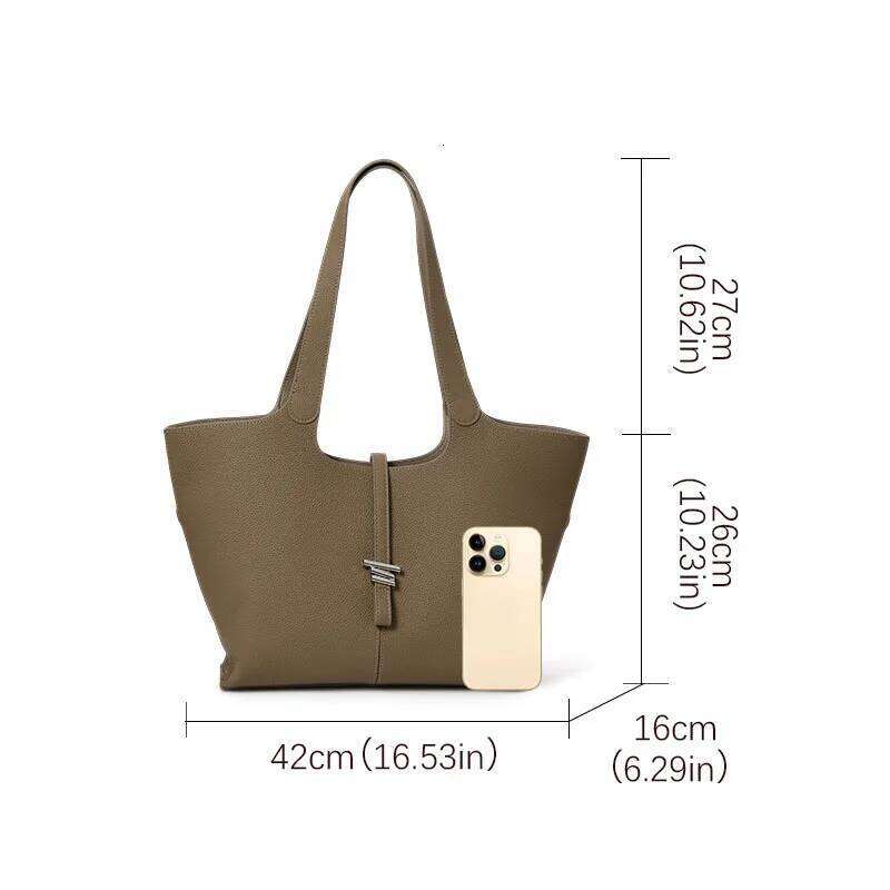 Tote Versatile Genuine Leather Women's 2025 New First Layer Cowhide Wind Chime Handbag Shoulder Bag Large Capacity