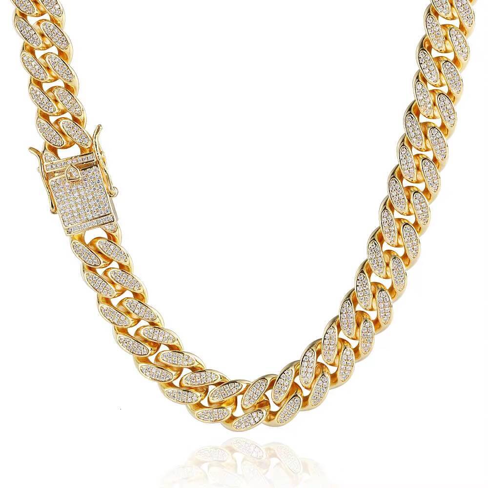 Cadena Cuba Gold Plated Iced Jewelry Miami Cuban Chain Necklace