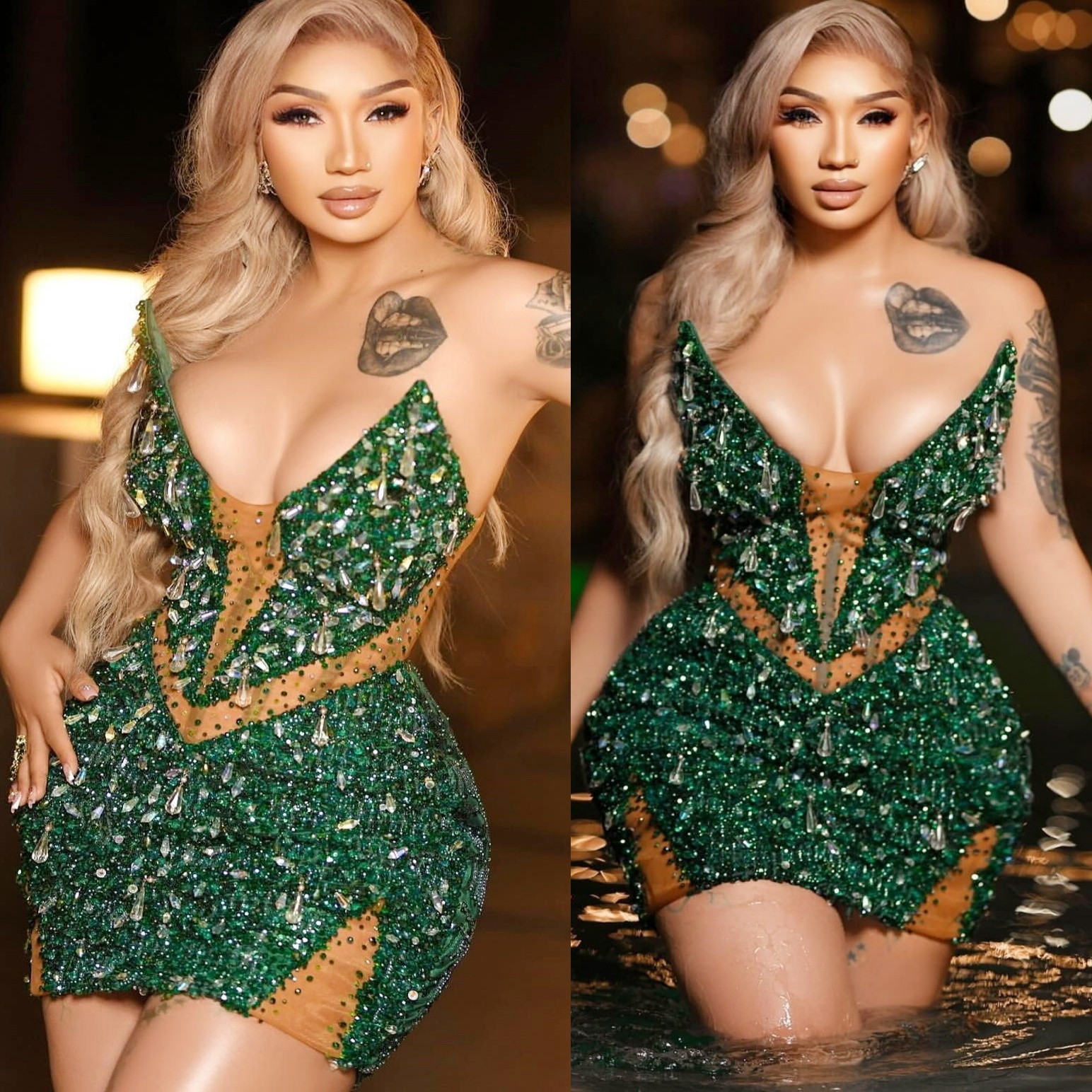 Dark Green Sheath Cocktail Dress Illusion Rhinestones Sequined Sparkly Short Mini Graduation Homecoming Dresses For Special Occasions Sweetheart Gowns